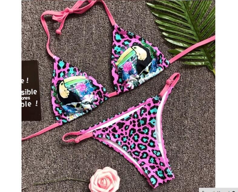 Swimwear button 2018 Sexy Bikinis women swimsuit brazilian woman Bandeau Push up Vintage Bikini Set Biquini beachwear
