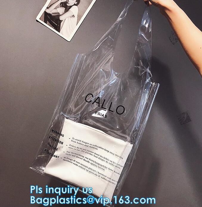 vinyl pvc zippered shopping bag for home/daily use, Wear Resistant Eco Friendly PVC Shopping Bag, Custom Transparent Gif