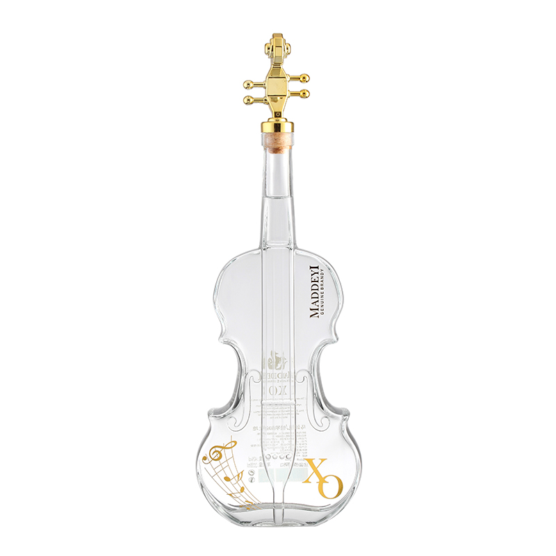 350ml 500ml 750ml 1000ml Guitar Shape Glass Bottles With Gold Lid For Whiskey Liquor