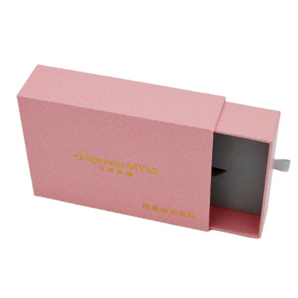 Leatherette Cosmetic Gift Box Packaging 400gsm Paper Drawer Rigid Pink Match Box