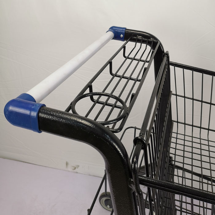 Electrophoresis 80L Metal Shopping Trolley Lightweight With 3 Baskets 4" PU Wheels