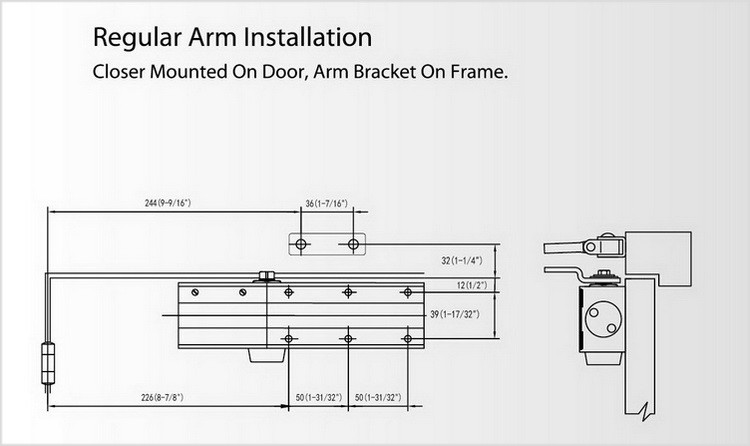 Fireproof Sliding Arm Door Closer D1004H Self Closing Oil Tight Hold Open Optional