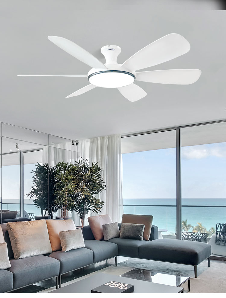 10- DC Remote Control 6 Blades ABS Ceiling Fan with LED Light Source and Consumption