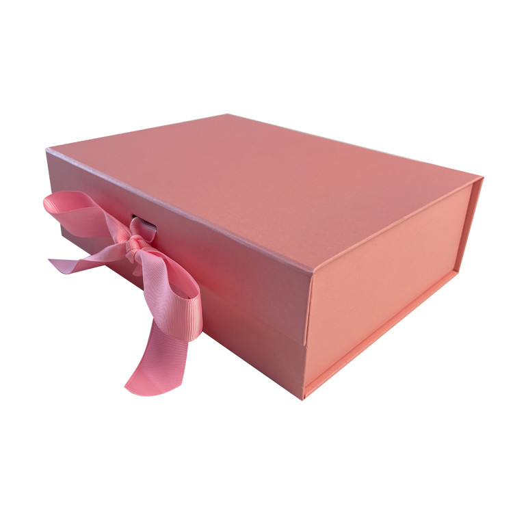 Custom Handmade Magnetic Close Book Shape Rigid Cardboard Ribbon Gift Paper Boxes Flat Folding Packaging