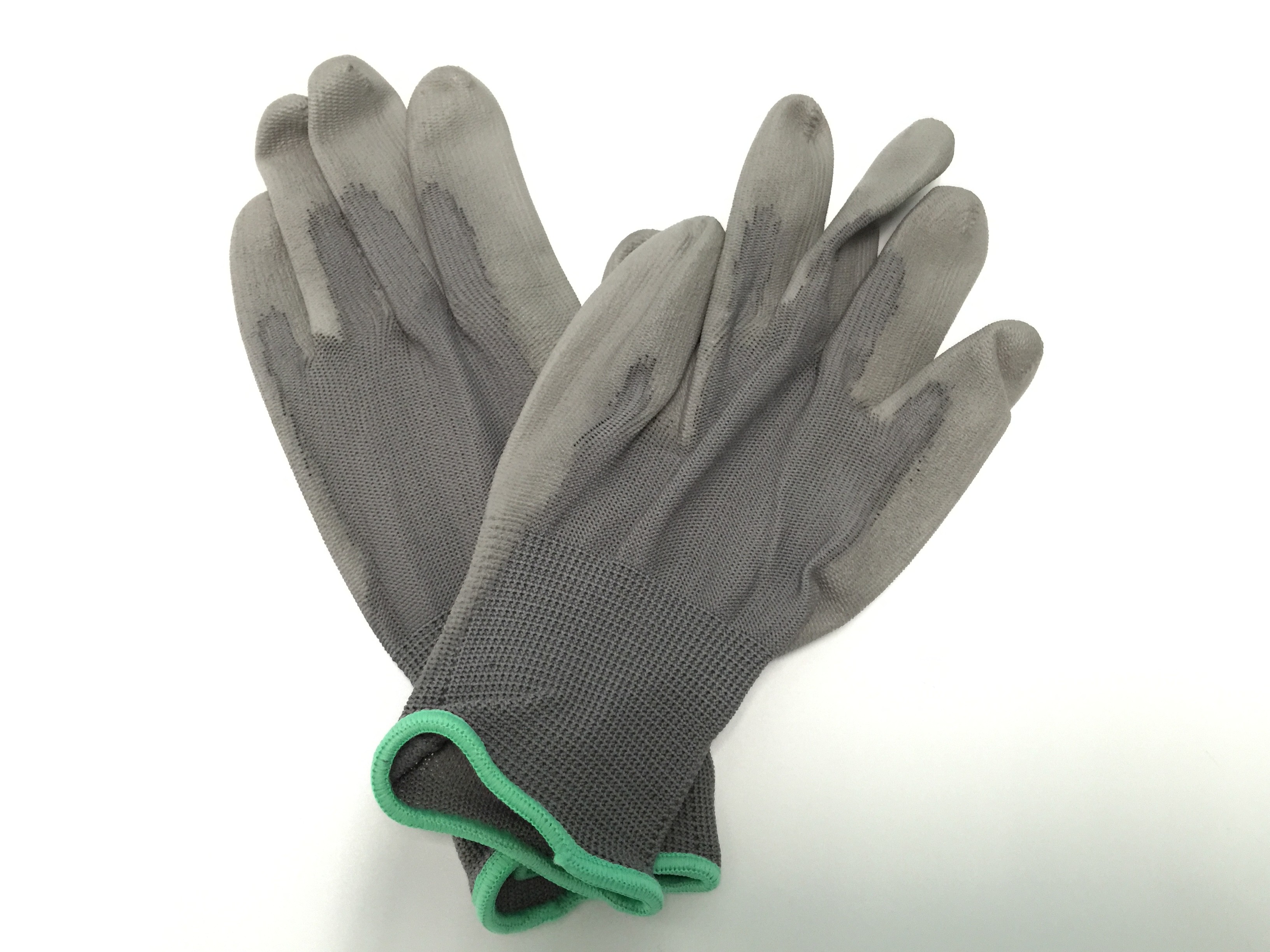 White Polyurethane Palm Coated Anti Static Gloves Seamless Polyester Liner Glove