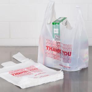 China Retail White Plastic Thank You Bags , Custom T Shirt Bags For Grocery on sale