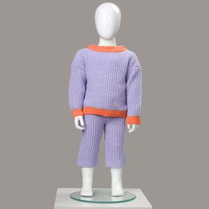 Wholesale Customized Long Sleeve Chunky Color Block Sweater 2PCS 100% Cotton Contrast Knit Wear Jumper Knit Long Pants Kids from china suppliers
