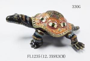 Wholesale Classical turtle metal jewelry box diamond jewelry box ring box painted dressing table decorations from china suppliers