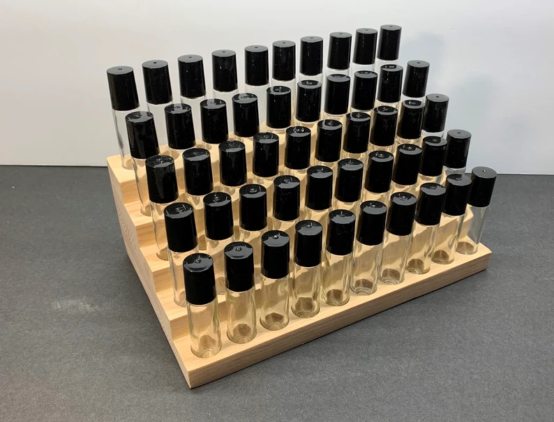 Bottle Wood Display Wooden Essential Oil Holder Roll On Multi Level Wood Display for Bottle