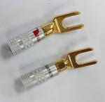 Antiwear Copper Spade Y Connector , Silver Nakamichi Locking Banana Plugs