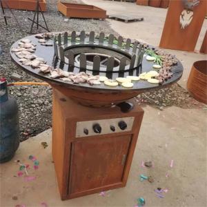 Wholesale Multifonctional Outdoors Rusty Corten Steel Gas Barbecue Grill Burn Pit from china suppliers