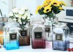 Elegant Square Decorative Clear Glass Vases Customized Logo Printing