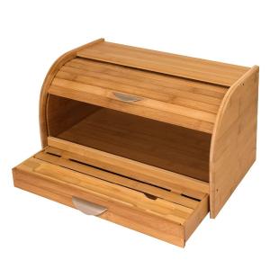 Wholesale Natural Color Large Bamboo Bread Box Antibacterial Free Of Heavy Metals from china suppliers