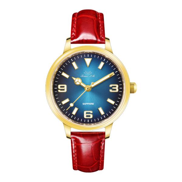 Fashion Stainless Steel Alloy Case Diamond 3ATM Waterproof Quartz Watch Leather