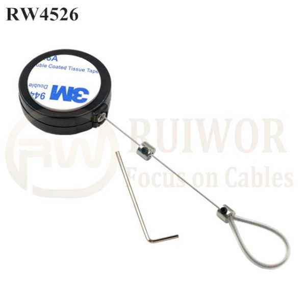 RW4526 Round Mini Display Pull Box Plus Adjustable Stainless Steel Wire Loop Coated Silicone Hose