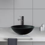 Hotel Acid Matt Black Basin Round Bathroom Glass Anti Rust Finish