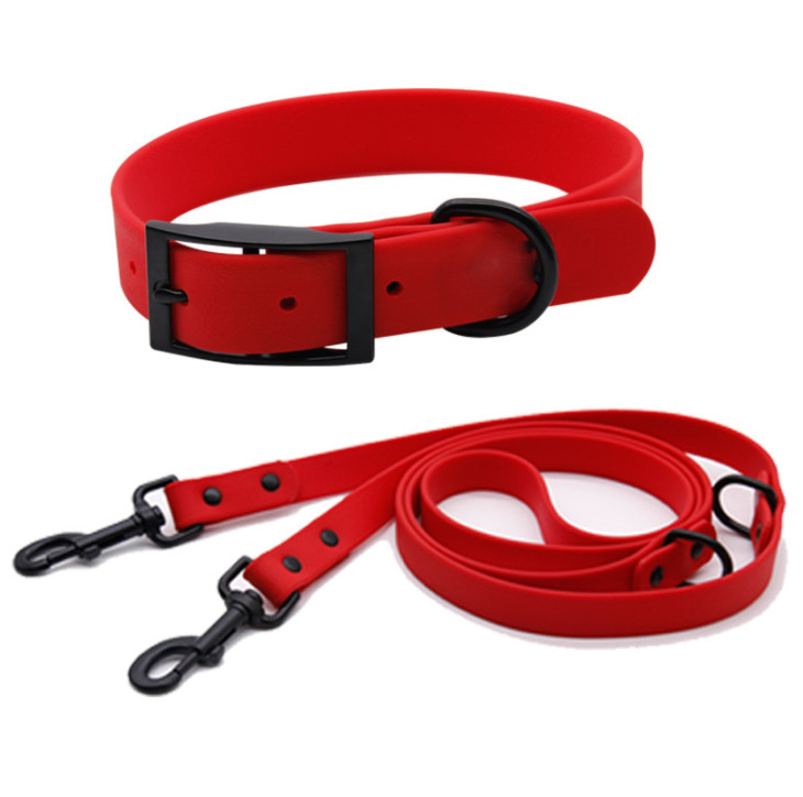 Waterproof PVC Rubber Dog Leash Set Personalized Dog Collar And Leash Set Long Extendable Dog Lead