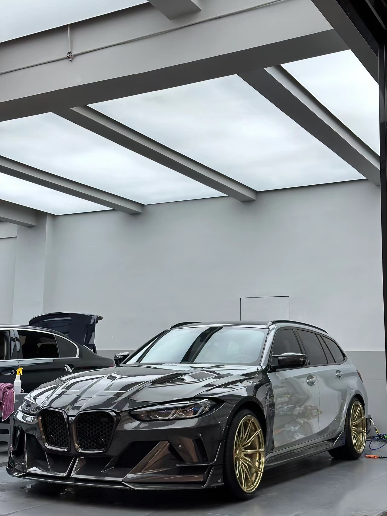 4 Coupe Bmw M3 Body Kit Blue Replace Front GEEX Style Front Bumper Fenders