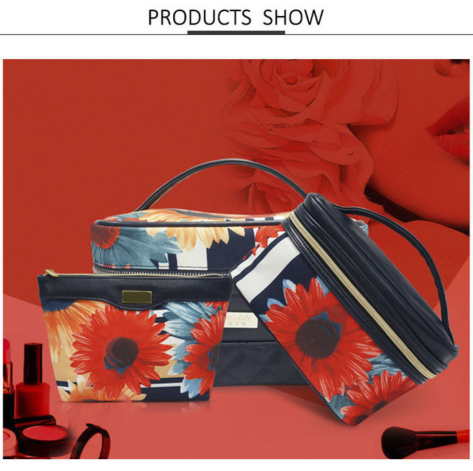High Quality Waterproof PU Washing Travel Cosmetic Bag with Handle