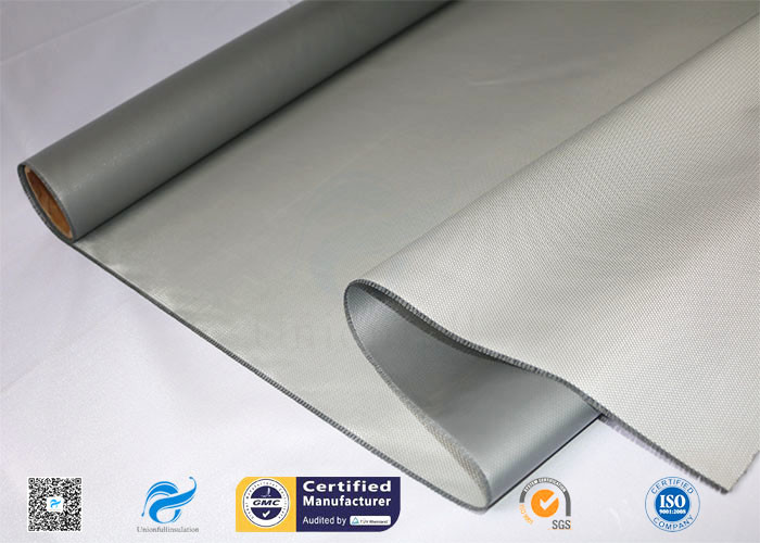 0.45mm High Temperature Resistant Silver Grey Silicone Coated Fiberglass Cloth