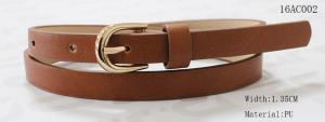 Wholesale Dark Brown PU Kids Fashion Belts With Gold Zinc Alloy Buckle / Round Tip from china suppliers