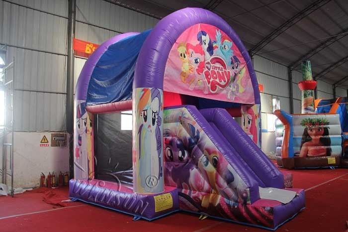 Ponies Theme Inflatable Bounce House With Slide WSC-265 PVC Material