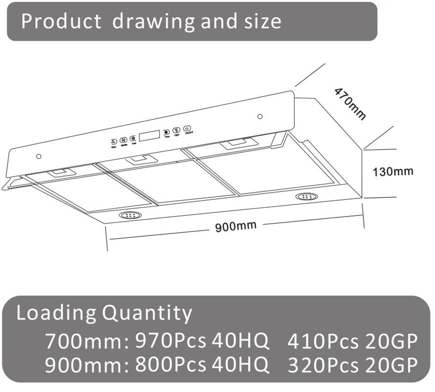 Wall Mounted Ventilator Slim Cooker Hood 90cm Cooking Appliances
