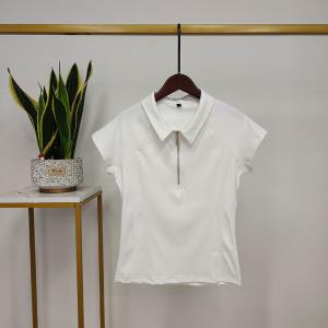 Wholesale White Nylon Cool Lapel Half Zipper Women Base Layers Equestrian Top from china suppliers