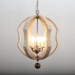 Metal and wood orb chandelier for indoor home lighting (WH-CI-77)