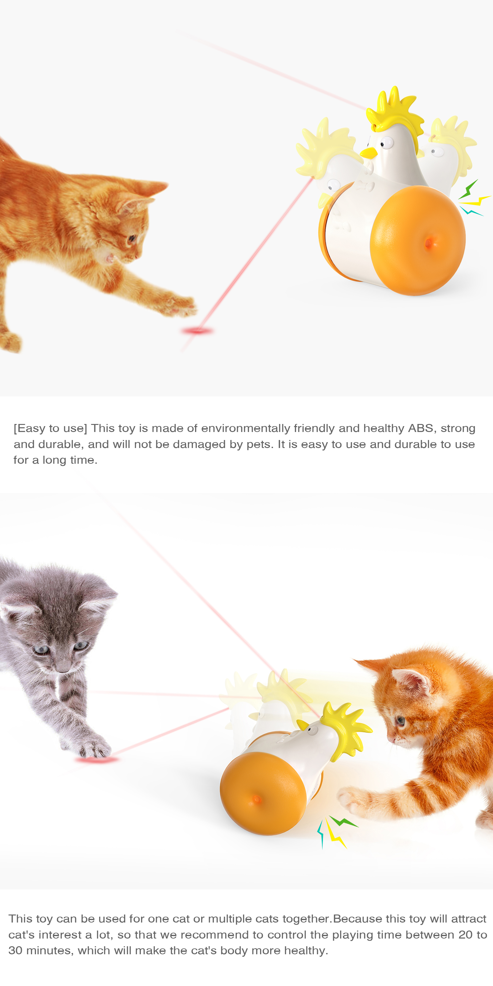 Cute Chick Shape Voice Control Tumbler Laser Pet Cat Interactive Toy