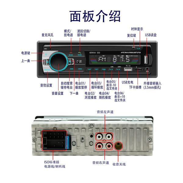 Creatall Single-Disc Universal Car MP3 Player USB Flash Drive BT Wireless Amplifier Hands-Free Audio Head Unit Central Control