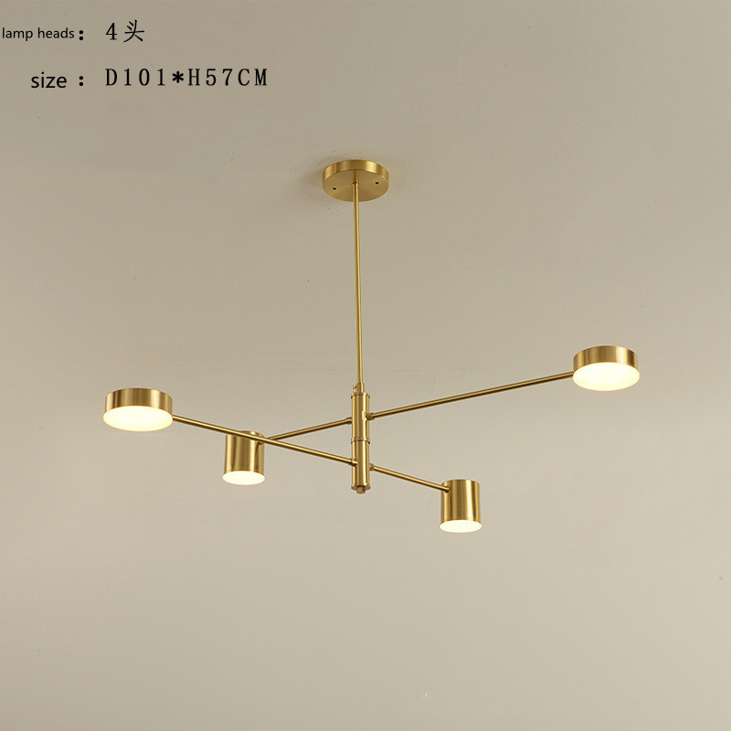 Nordic Copper Droplight Six Heads Modern Pendant Light