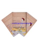 Zip lock kraft paper pouch bag, stand up kraft zipper bag for coconut milk