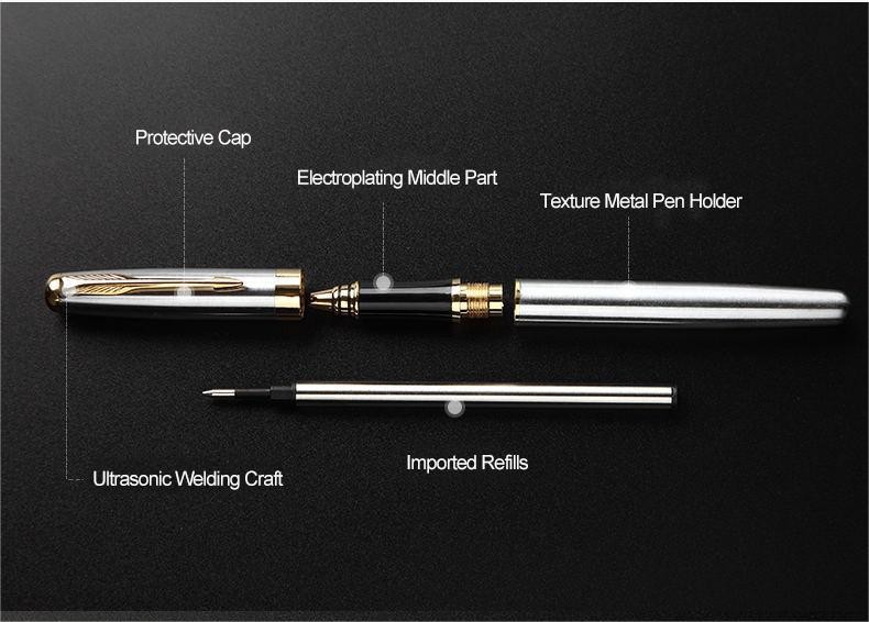 Stainless Steel Signature Neutral Pen Business Metal Roller Pen 0.7mm