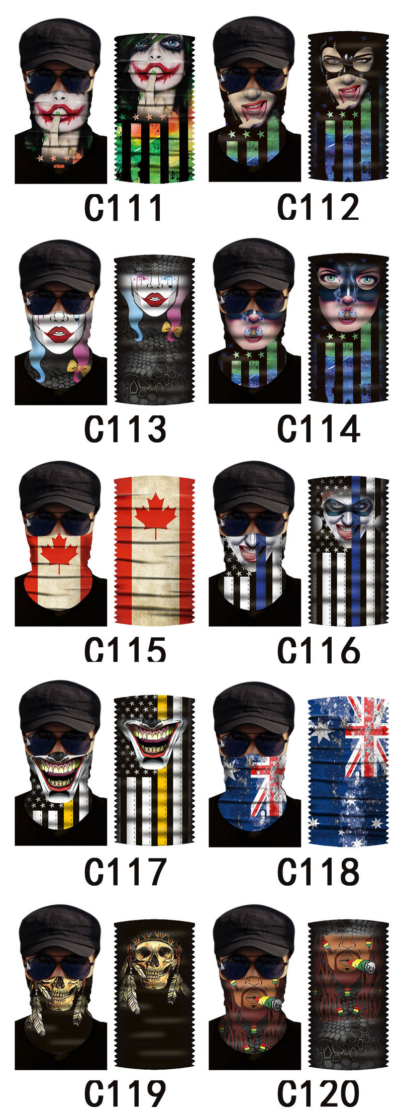 Custom Skeleton Headband Multifunctional Reflective Bandana