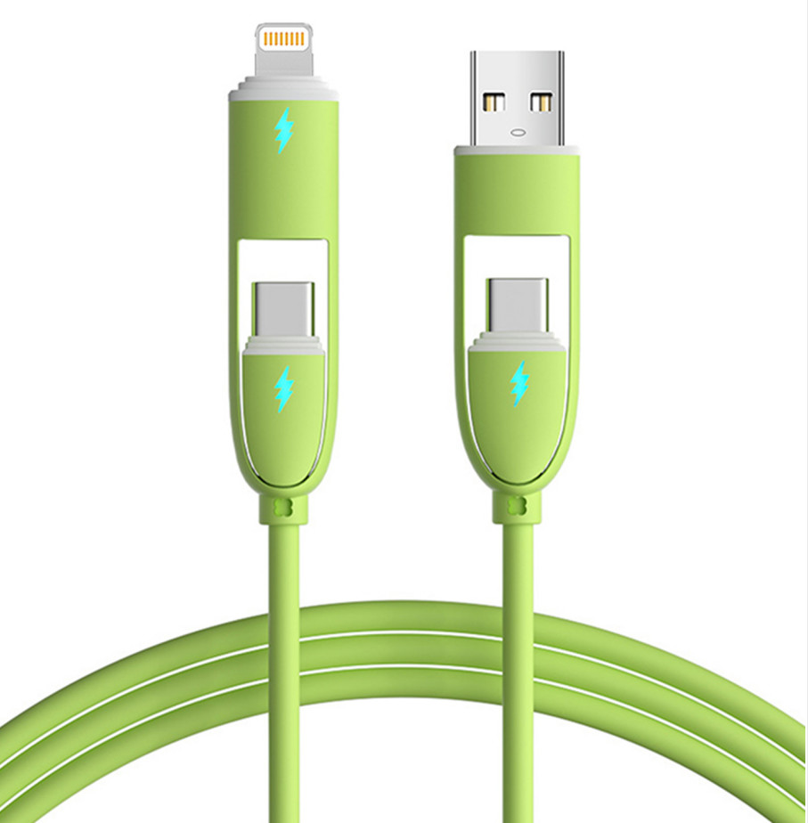1m C-C66W C-L27W Multi Function Silicone 4 In 1 Charging Cable Fast Charging USB Data Cable