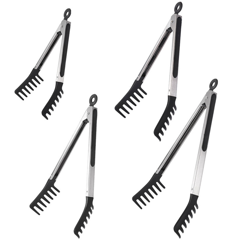 12 Inch Household Stainless Steel Food Clip, Barbecue Clip, Silver High Temperature Resistant Non-Slip Special Clip