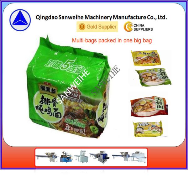 3.6KW Blue Horizontal Flow Wrap Machine Wider Film Reciprocating Packaging Machine