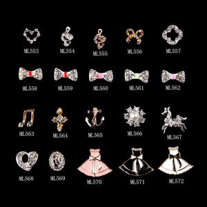 Wholesale Rose Gold 3D Alloy Jewelry Nail Art Decoration Silver Bow Glitter Rhinestone ML553-572 from china suppliers