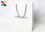 Luxury White Printed Paper Shopping Bags With Gold Nylon Rope Handle FSC ISO