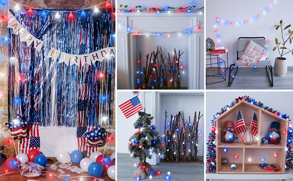 red white and blue decorations