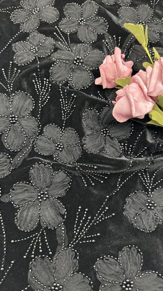 Beaded Embroiderey 3D Floral Lace Fabric Embroidered Fabric Elegant And Breathe