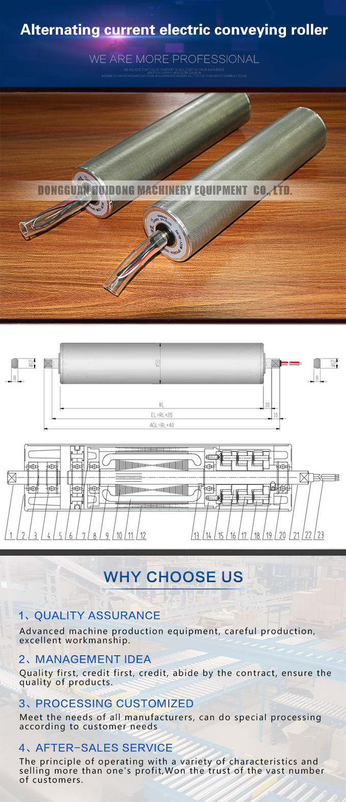 Horizontal Electric Conveyor Rollers , Motorized Conveyor Rollers With DC Brushless Drum Motor