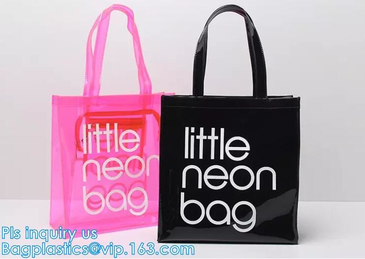 handle colorfull bag pvc zipper bag, Custom PVC Loop Handle Image Printed Plastic Shopping Bag, PVC handle plastic bags