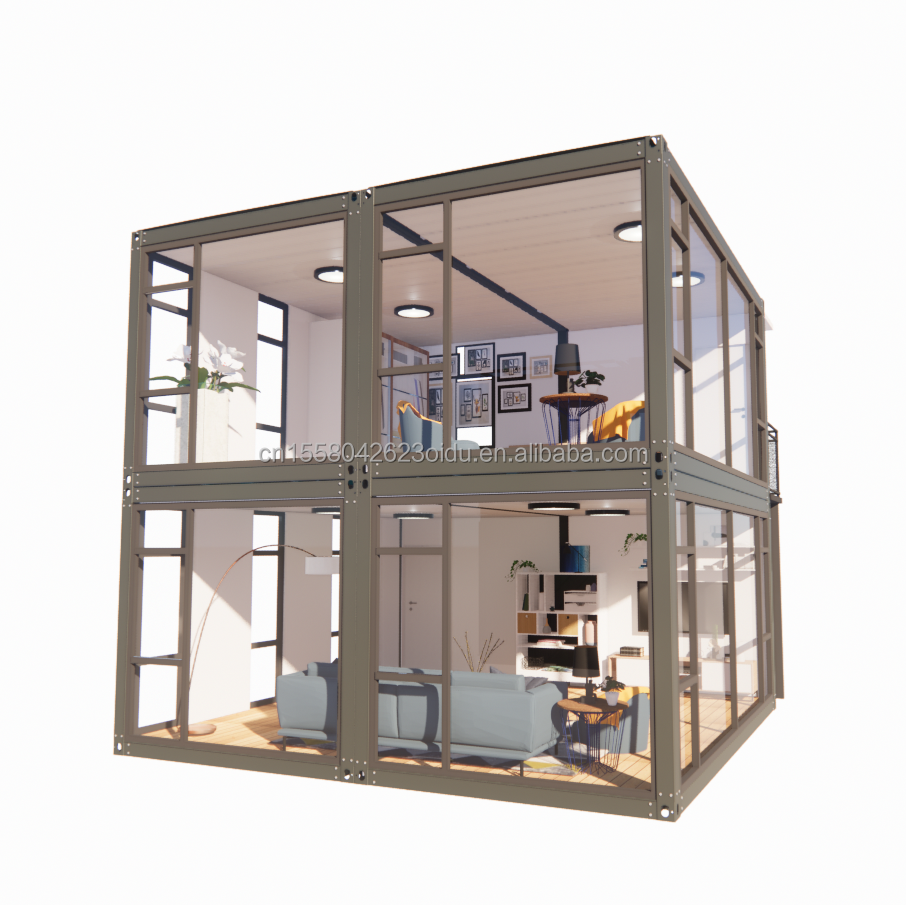 Office Convenience for Supermarket Large Curtain Wall Glass Window Movable House Container Room