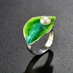 Fashion Women 925 Sterling Silver Colorful Enamel Ring with Pearl (R6050601)