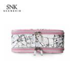 Portable Geometric PU Leather Toiletry Makeup Zipper Wash Bag Waterproof