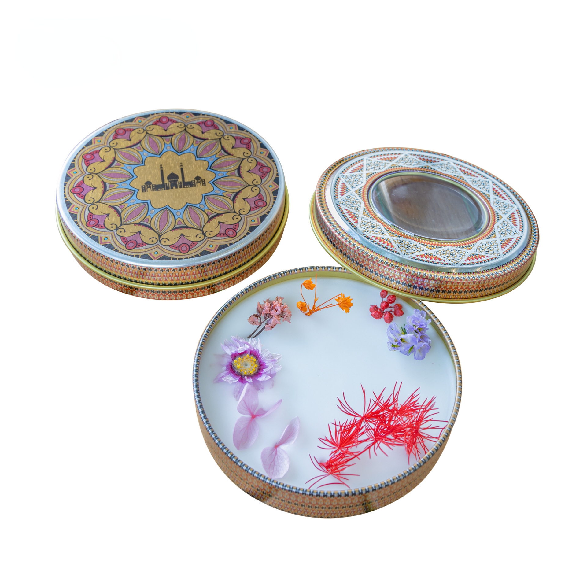 Square Metal Cookie Tin With Lid Empty Christmas Food Containers Moon Cake Food Packing