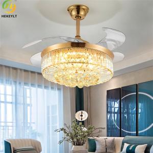 Wholesale 42&quot; Luxury Crystal Chandeliers Led Ceiling Fan With Retractable Blades from china suppliers