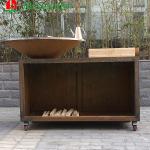 Antiwear Corten Steel Portable Wood Burning BBQ Grills 1330*500*1000mm